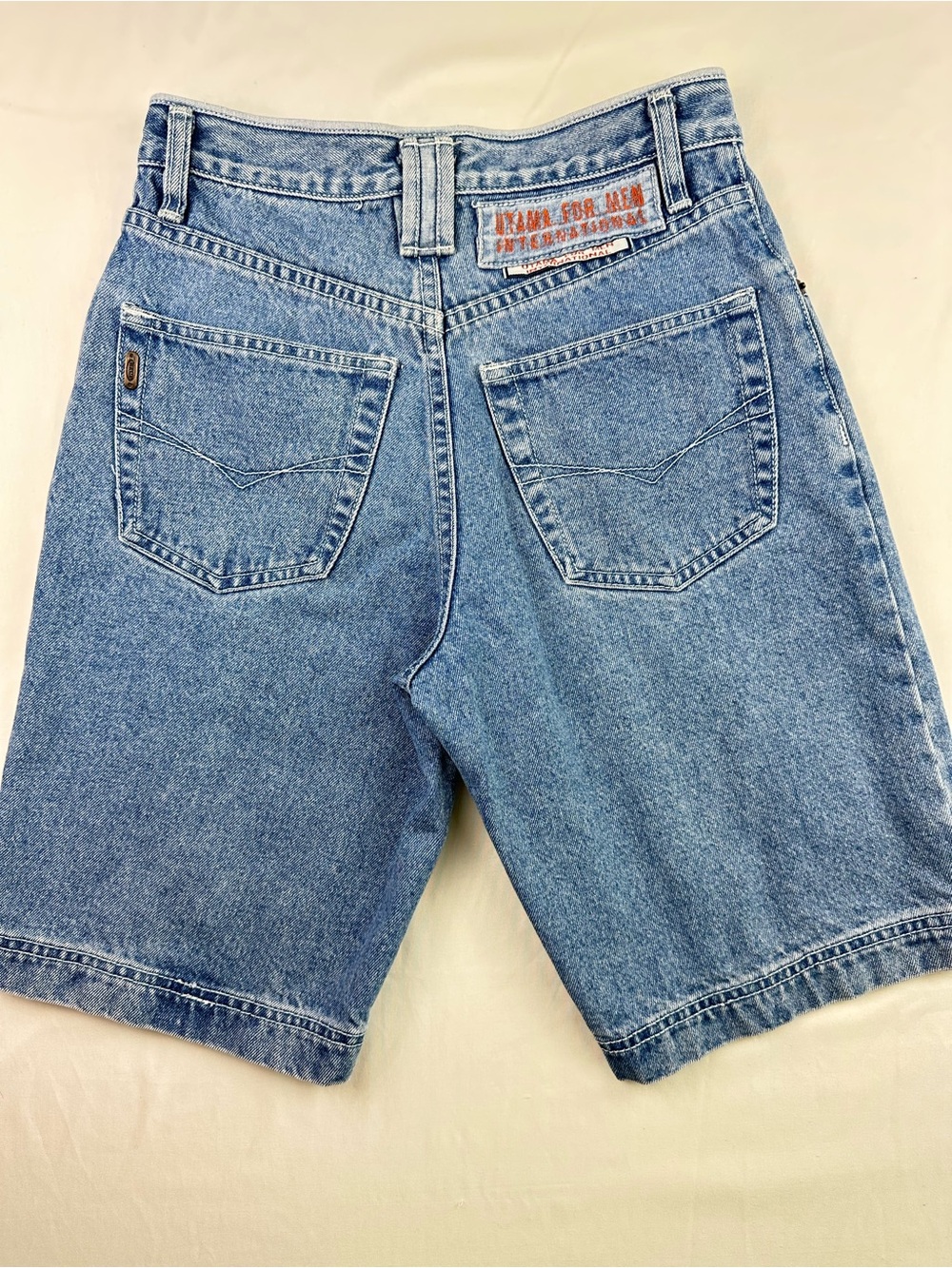 Vintage Utama Men’s Baggy Denim Shorts Blie Mid Wash 90s Streetwear Skater Jorts